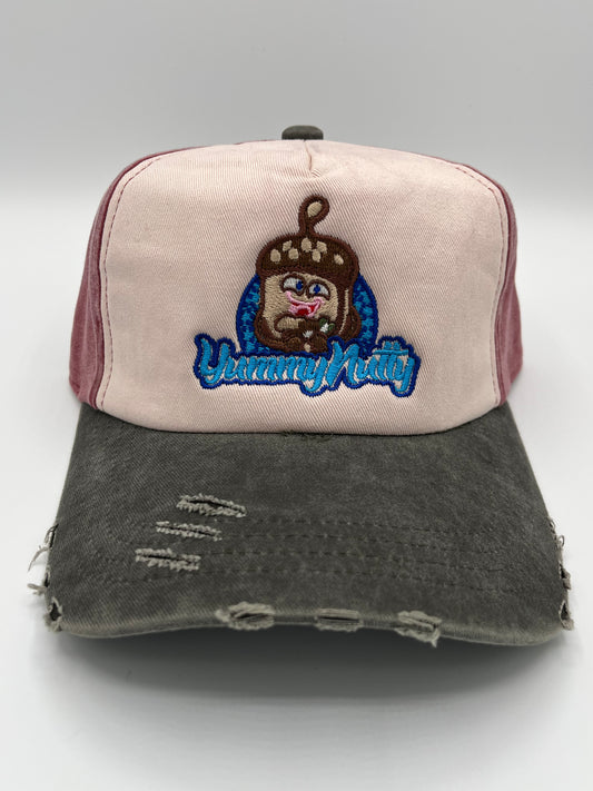 Multicolor Logo Distressed Hat-Red