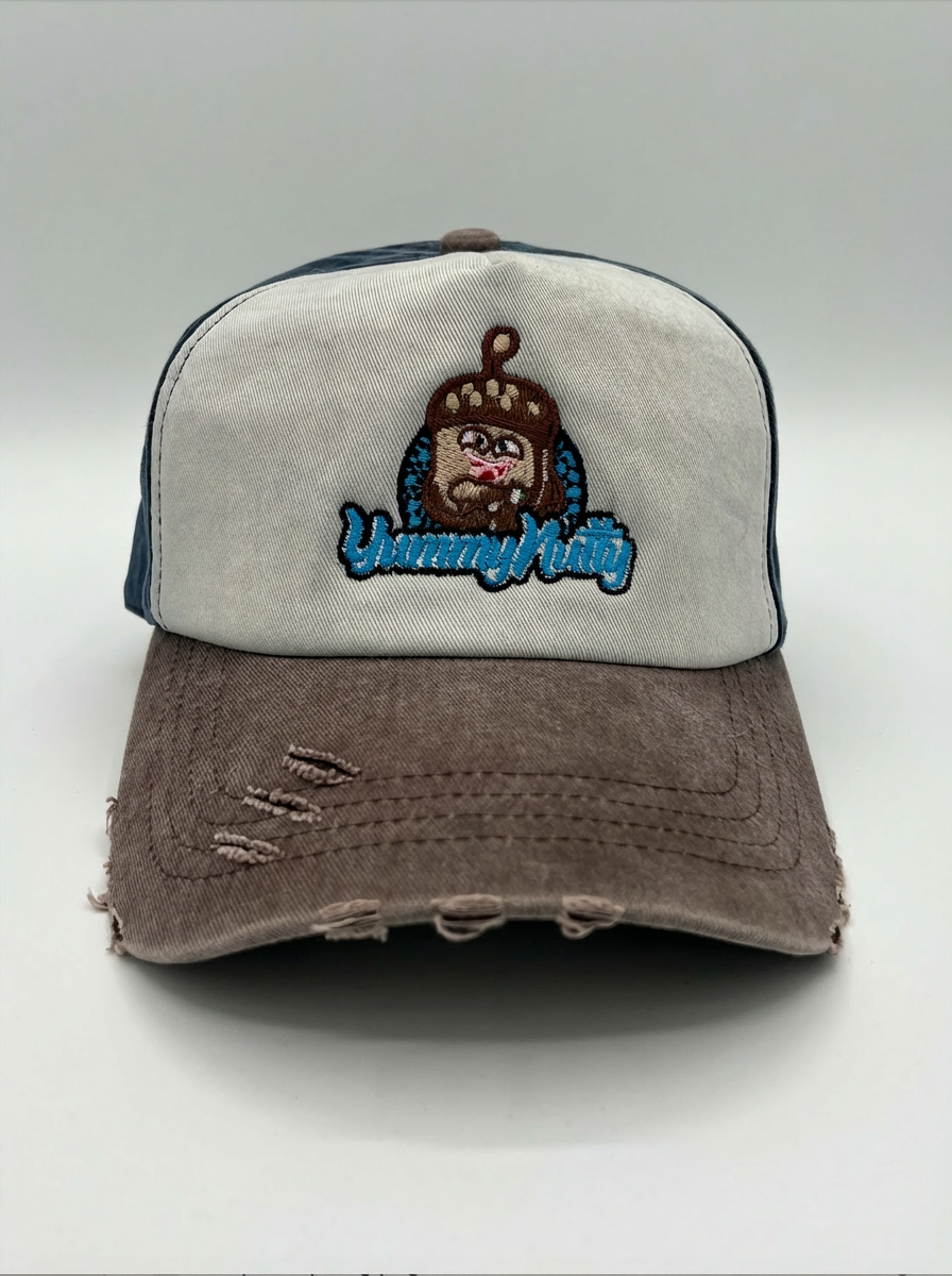Mutli Color Logo Distressed Hat-Blue